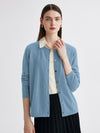 COMOBOCA Light Blue 100% Cashmere Women's Button-Up Cardigan