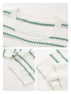 Women's Silk-Cotton Jacquard Stripe Knit Crew Neck Short Sleeve T-Shirt