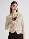 COMOBOCA Beige 100% Cashmere Women's Double Zip Hoodie