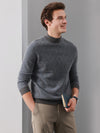 COMOBOCA 100% Cashmere Men's Mock Neck Jacquard Sweater