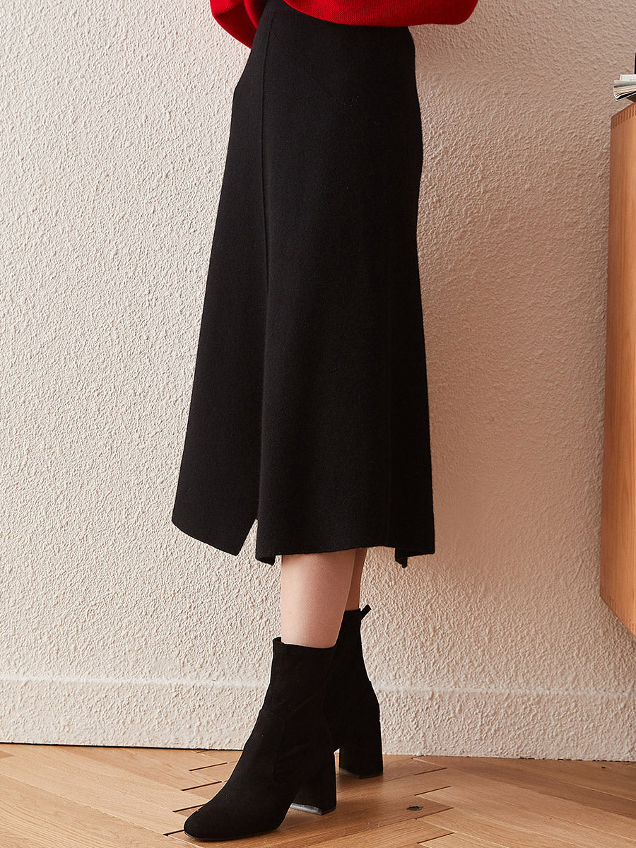 COMOBOCA 100% Cashmere Women's Split Knit Pencil Skirt