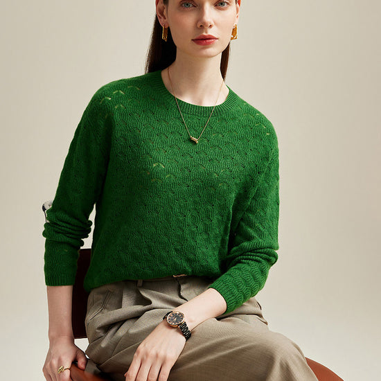 COMOBOCA 100% Cashmere Women's Cable Knit Sweater