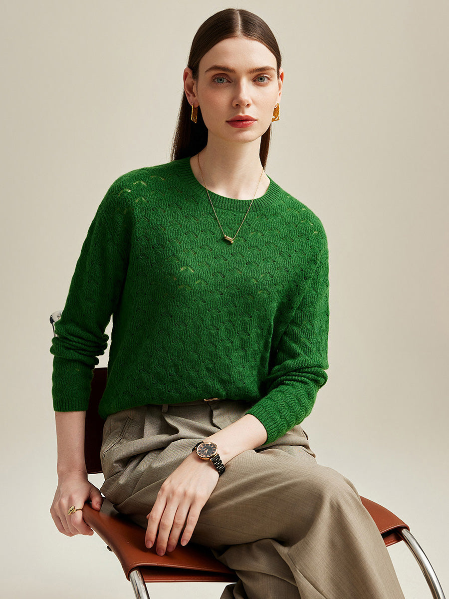 COMOBOCA 100% Cashmere Women's Cable Knit Sweater