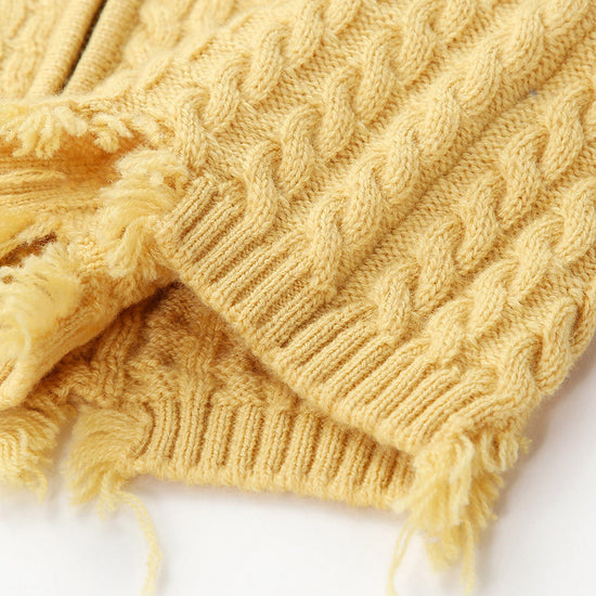 COMOBOCA 100% Wool Kid's Cable Knit Turtleneck Zip Up Cardigan