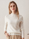 COMOBOCA WHITE 100% Cashmere Women's Mock Neck Knit Sweater