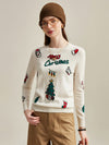 COMOBOCA 100% Cashmere Women's Christmas Embroidered Knit Sweater
