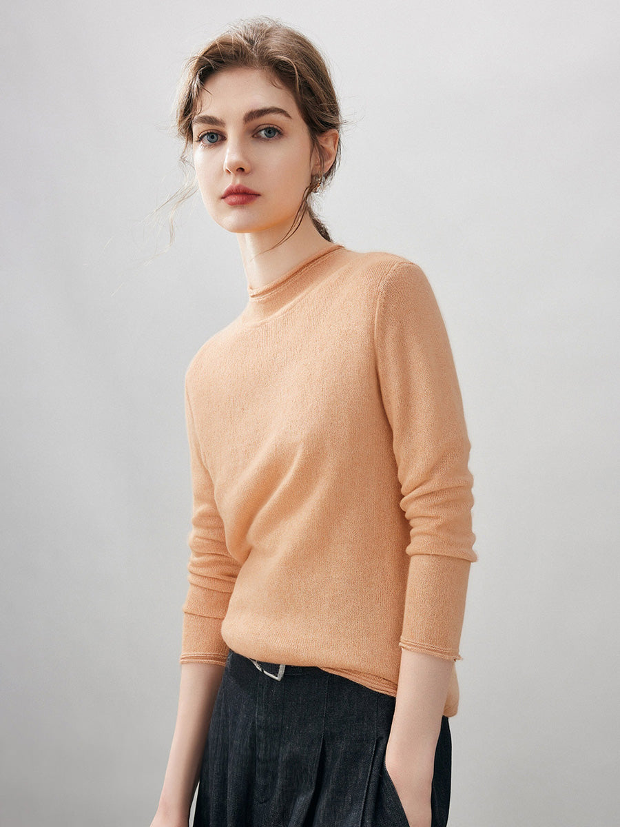 COMOBOCA 100% Cashmere Women's Round Neck Knit sweater