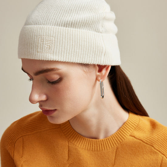 COMOBOCA 100% Cashmere Women's Ribbed Knit Beanie
