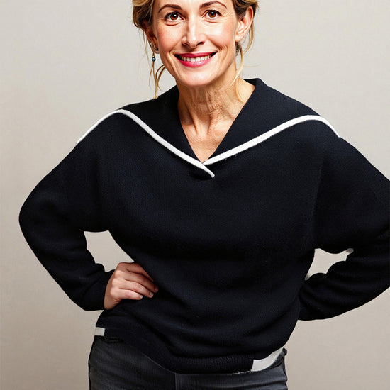 COMOBOCA 100% Cashmere Women's Sailor Collar Sweater