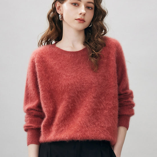 COMOBOCA Rosy Women's Wool Seamless Brushed Knit Sweater