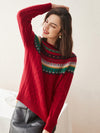COMOBOCA 100% Cashmere Women's Fair Isle Sweater