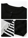 Women’s Round Neck Mulberry Silk Blend Contrast Color Striped Knitted Cardigan
