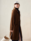 COMOBOCA 100% Wool Women's Cable Knit Long Front Button Coat