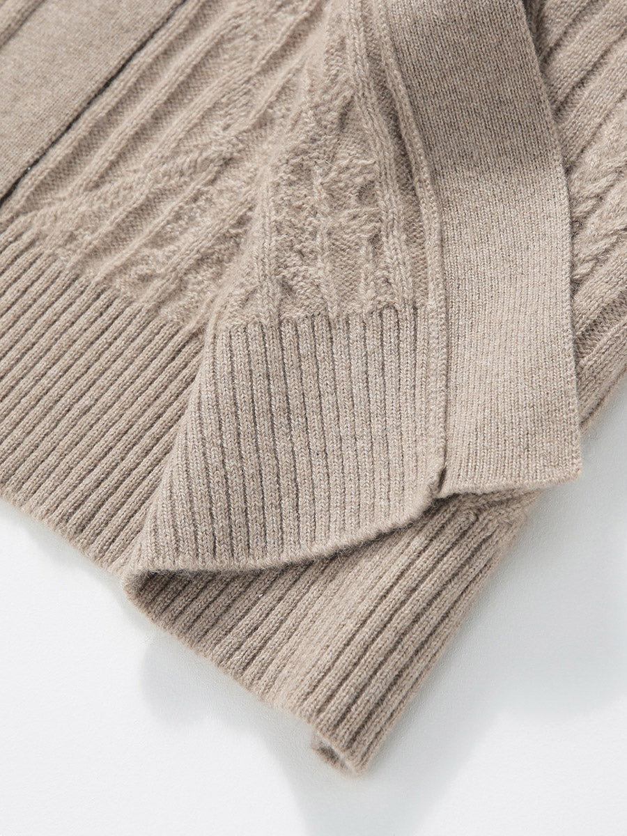 COMOBOCA 100% Cashmere Women's Loose Hooded Knit Coat