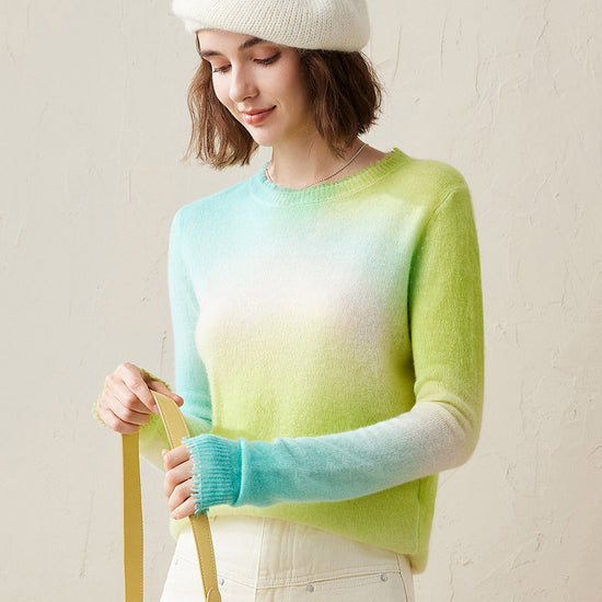 COMOBOCA 100% Cashmere Women's Gradient Ombre Sweater