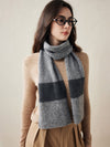 COMOBOCA 100% Cashmere Chunky Knit Color Block Scarf