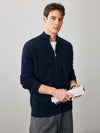 COMOBOCA 100% Cashmere Men's Full Zip Mock Neck Knit Cardigan
