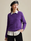 COMOBOCA 100% Wool Women's Vibrant Color Cable Knit Sweater