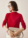 COMOBOCA DEEP RED 100% Cashmere Women's Round Neck Knit sweater