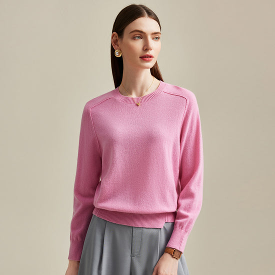 COMOBOCA Pink 100% Cashmere Soft Knit Pullover Sweater