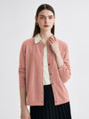 COMOBOCA Light Pink 100% Cashmere Women's Button-Up Cardigan