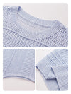 Women's Linen Blend Crew Neck Pointelle Knit Sleeveless Vest