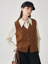COMOBOCA 100% Wool Women's Button-Down Knit Vest