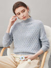 COMOBOCA 100% Cashmere Women's Cable Knit Mock Neck Sweater