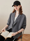 COMOBOCA 100% Wool Women's Loose Knit Blazer Coat