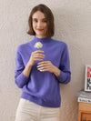 COMOBOCA 100% Wool Women's All-Match Mock Neck Sweater