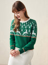 COMOBOCA 100% Wool Women's Reindeer Knit Sweater