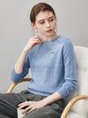 COMOBOCA 100% Cashmere Women's Cable Round Neck Knit Sweater
