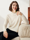 COMOBOCA 100% Cashmere Women's Mock Neck Knit Sweater