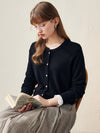 COMOBOCA 100% Wool Ribbed Extra Size Cardigan with Lace Cuffs