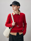 COMOBOCA Red 100% Cashmere Women's Cable Knit Sweater