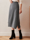 COMOBOCA Gray 100% Cashmere Women's Split Knit Pencil Skirt