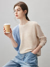 COMOBOCA 100% Cashmere Women's Color Block Cable Knit Sweater