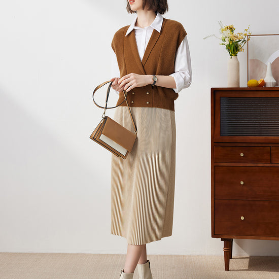 COMOBOCA 100% Cashmere Women's Knit Sleeveless Wrap Vest