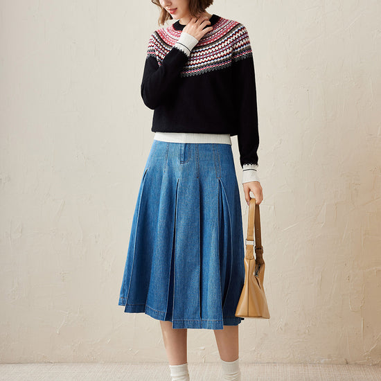 COMOBOCA 100% Cashmere Women's Fair Isle Knit Sweater