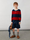 COMOBOCA 100% Wool Kids' Striped Henley Sweater