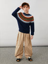 COMOBOCA 100% Wool Kids' Fair Isle Round Neck Sweater