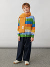 COMOBOCA 100% Wool Kids' Colorful Striped Round Neck Cardigan