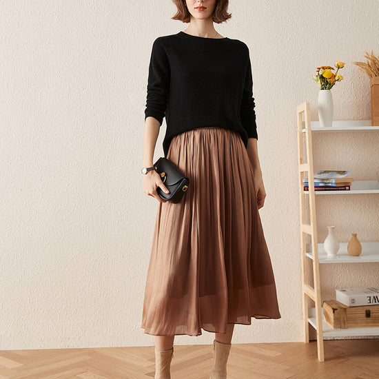 COMOBOCA 100% Cashmere Women's Sweater with Built-in Collar