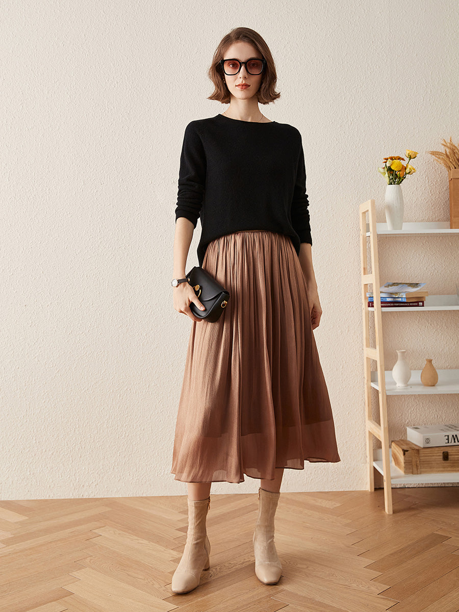 COMOBOCA 100% Cashmere Women's Sweater with Built-in Collar