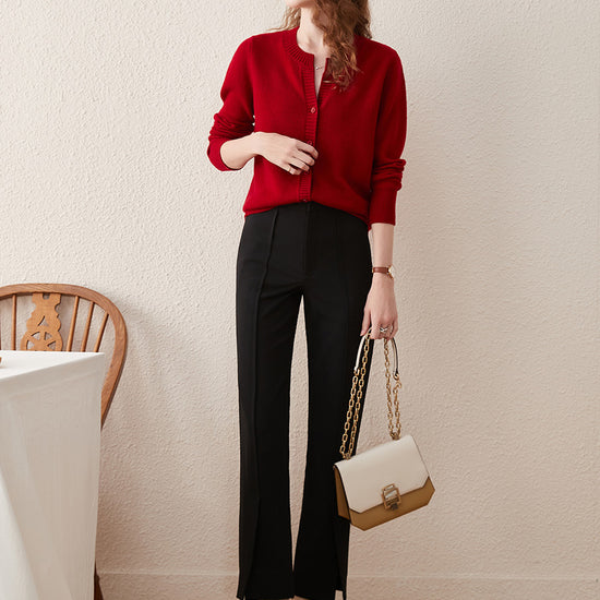 COMOBOCA 100% Wool Women's Cardigan Sweater