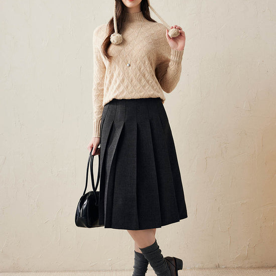 COMOBOCA 100% Cashmere Women's Ear Flap Beanie with Pom-Poms