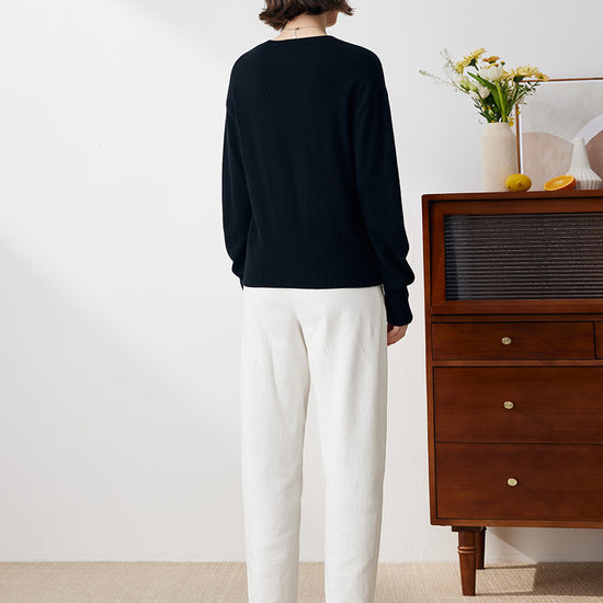 COMOBOCA 100% Cashmere Women's Floral Knit Sweater