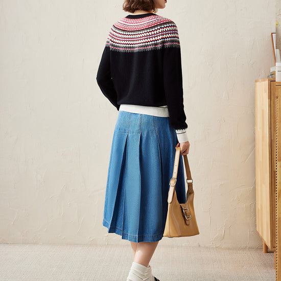 COMOBOCA 100% Cashmere Women's Fair Isle Knit Sweater