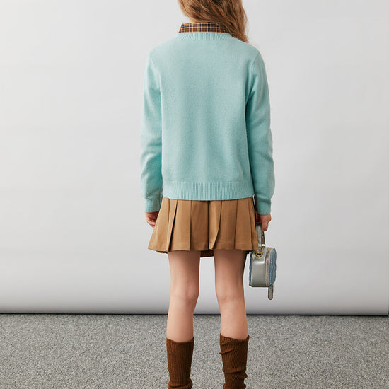 COMOBOCA 100% Wool Kids' Colorful Buttons Round Neck Cardigan