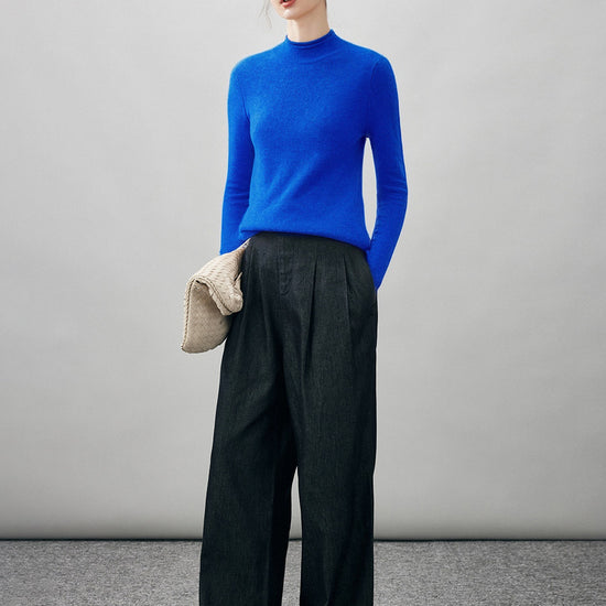 COMOBOCA 100% Cashmere Women's Round Neck Knit sweater